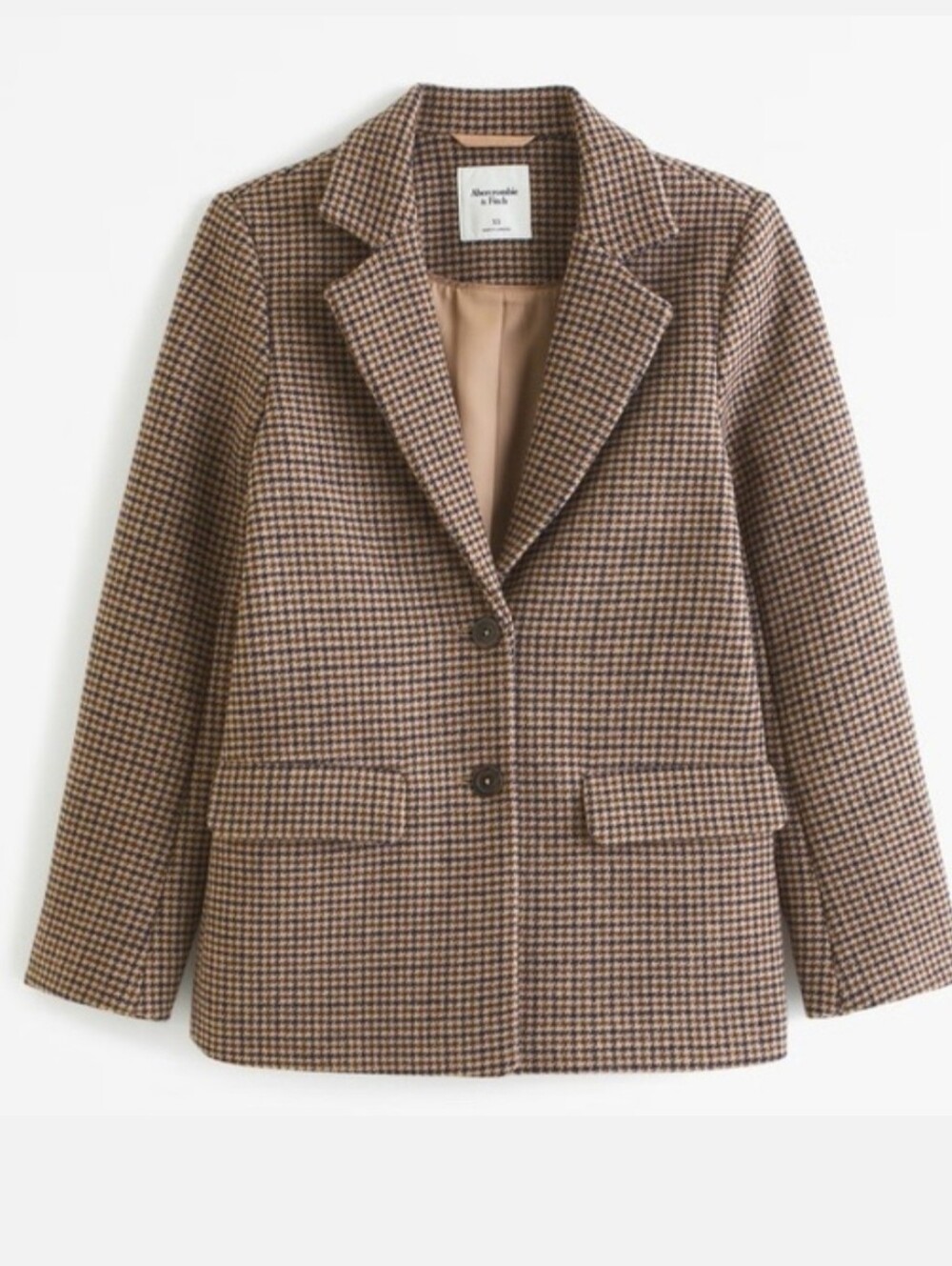 Abercrombie & Fitch (Size L) Wool Blend Houndstooth Blazer Jacket - Brown/Black - Picture 16 of 16